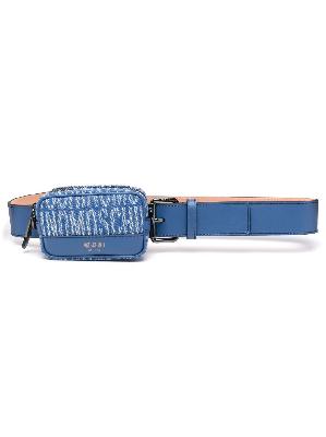Moschino - Blue Pouch Denim Jacquard Logo Belt