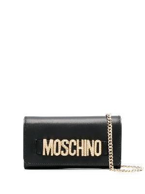 Moschino - Black Crystal Logo Clutch Bag