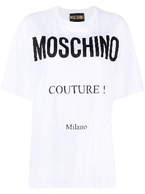 Moschino - White Couture Logo Print Organic Cotton T-Shirt