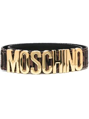 Moschino - Brown Monogram Logo-Buckle Belt