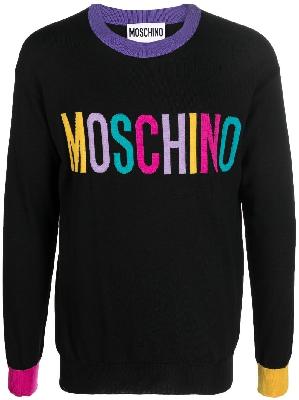 Moschino - Black Intarsia-Knit Logo Jumper