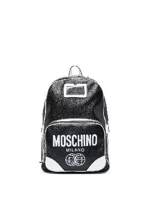 Moschino - Black Double Smiley World Leather Backpack