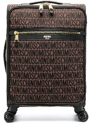 Moschino - Brown Monogram Print Leather Suitcase