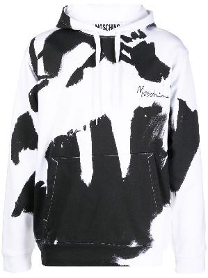 Moschino - White And Black Graphic Logo Print Hoodie