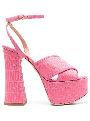 Moschino - Pink Logo Jacquard Platform Sandals
