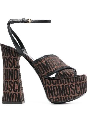 Moschino - Brown Logo Jacquard Platform Sandals