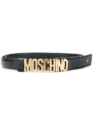 Moschino - Black Logo Skinny Leather Belt