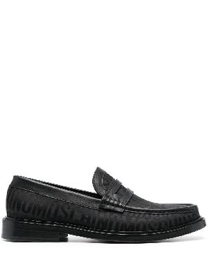 Moschino - Black Logo Jacquard Leather Loafers