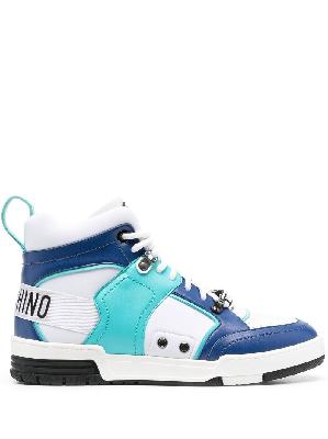 Moschino - Blue Colour Block High-Top Sneakers