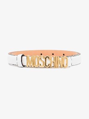 Moschino - White Logo Lettering Leather Belt
