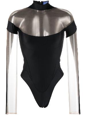 Mugler - Black Panelled High-Neck Bodysuit