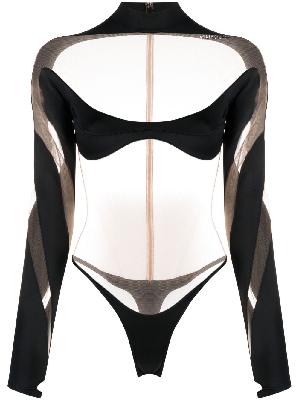 Mugler - Black Illusion Shaping Panelled Bodysuit