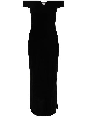 Nanushka - Black Off Shoulder Midi Dress