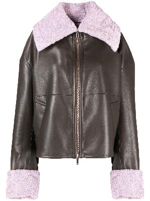 Nanushka - Brown Verona Leather Faux Fur Jacket