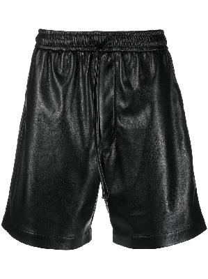 Nanushka - Black Faux Leather Track Shorts