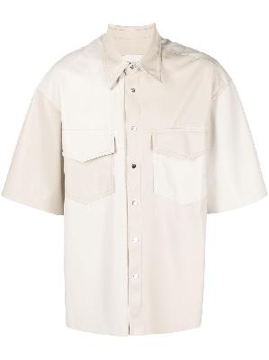 Nanushka - White Short-Sleeved Faux Leather Shirt