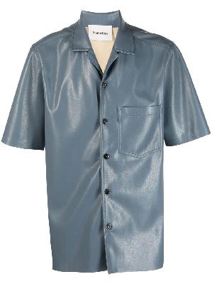 Nanushka - Blue Short-Sleeved Faux Leather Shirt