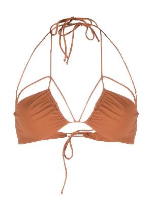 Nensi Dojaka - Brown Ruched Bikini Top