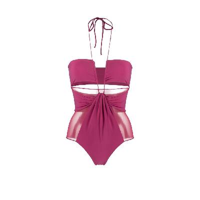 Nensi Dojaka - Pink Gathered Swimsuit