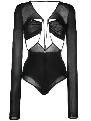 Nensi Dojaka - Black Cut-Out Strappy Bodysuit