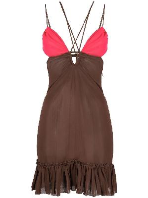 Nensi Dojaka - Brown Front Keyhole Mini Dress