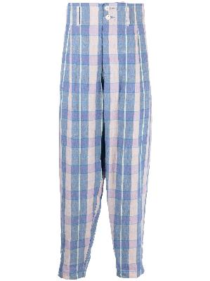 Nicholas Daley - Blue Check Pattern Tapered Trousers
