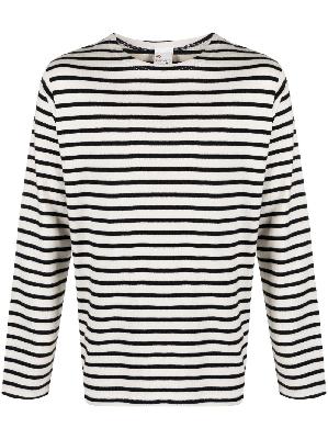 Nudie Jeans - White Striped Crew Neck Sweatshirt