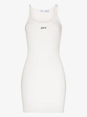 Off-White - Asymmetric Shoulder Logo Mini Dress