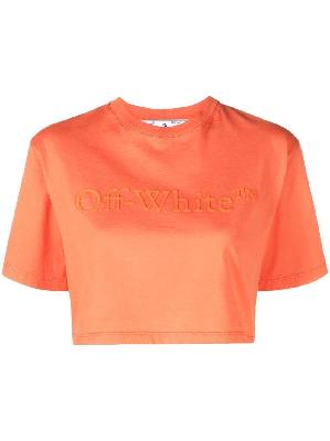 Off-White - Orange Logo Embossed Crop Top