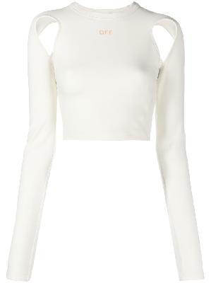 Off-White - White Logo Cut-Out Cropped Top