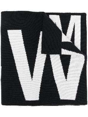 Off-White - Black Intarsia Logo Wool Scarf