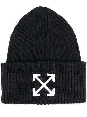 Off-White - Black Arrows Embroidered Ribbed Wool Beanie