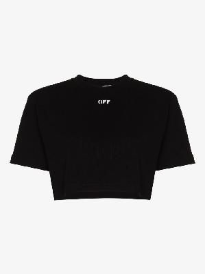 Off-White - Black Logo Cropped Cotton T-Shirt
