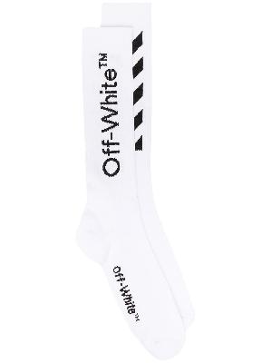 Off-White - White Diag-Stripe Ribbed Socks