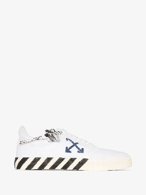 Off-White - White And Navy Low Vulcanised Sneakers