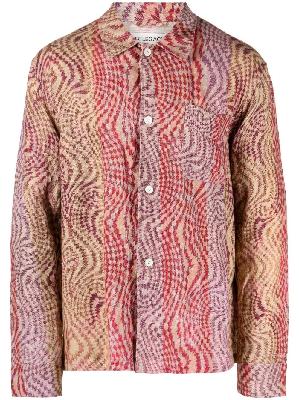 OUR LEGACY - Red Jazzy Hypnosis Print Linen Shirt