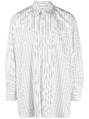 OUR LEGACY - White And Blue Vertical Stripes Popover Shirt