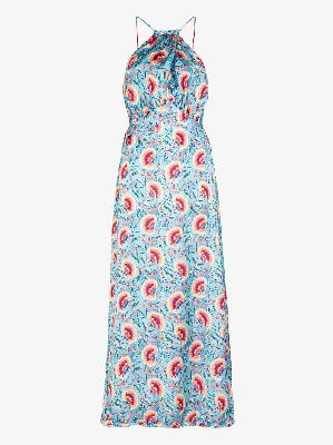 Paco Rabanne - Blue Floral Print Halterneck Dress