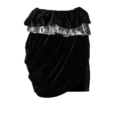 Paco Rabanne - Black Asymmetric Draped Mini Skirt