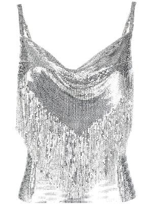 Paco Rabanne - Silver-Tone Draped Sequin Top