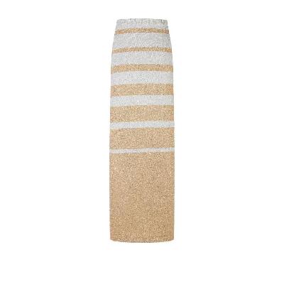 Paco Rabanne - Neutral Striped Knit Maxi Skirt
