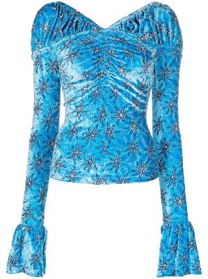 Paco Rabanne - Blue Abstract Pattern Velvet Top