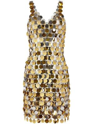 Paco Rabanne - Gold-Tone Paillette-Chainmail Sparkle Mini Dress