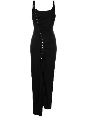Paco Rabanne - Black Stud-Embellished Ruched Maxi Dress