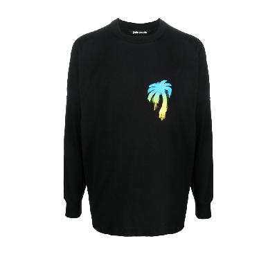 Palm Angels - Black Sprayed Palm Logo Cotton Sweatshirt