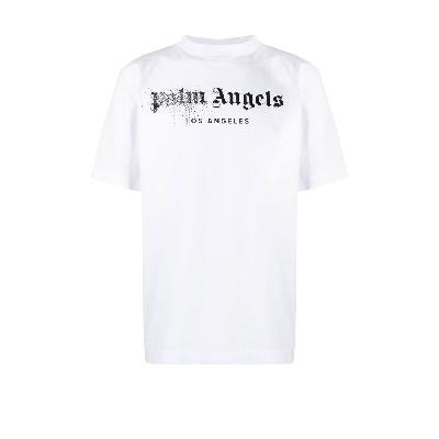 Palm Angels - White Logo Print Cotton T-Shirt