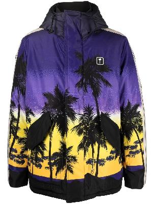 Palm Angels - Purple Palm-Print Hooded Jacket
