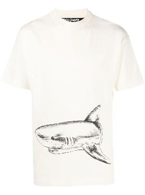 Palm Angels - Neutral Broken Shark Organic Cotton T-Shirt