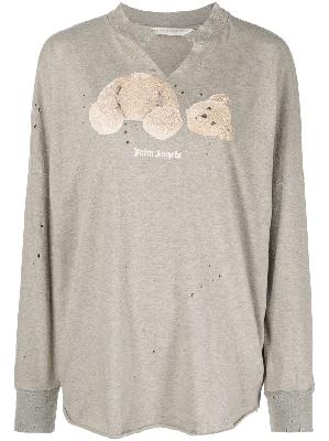 Palm Angels - Grey Teddy Bear Print Sweatshirt