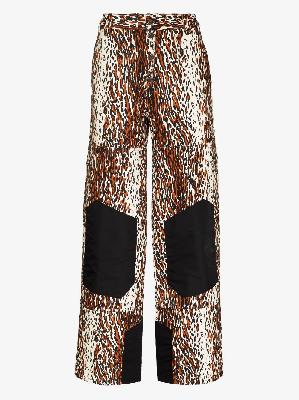 Phipps - Neutral Leopard Print Straight-Leg Trousers